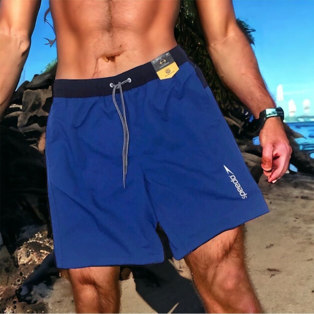 SPEEDO men’s Swim Trunks Shorts UV 50+ Blue Waist Sz S NWT!